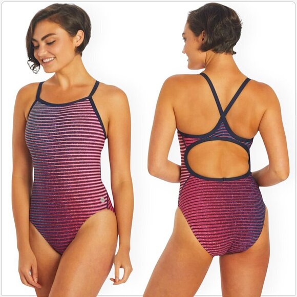TYR Durafast Elite Diamond Controlfit One Piece Swimsuit Flux Pink NWT NEW 12 - Picture 1 of 4